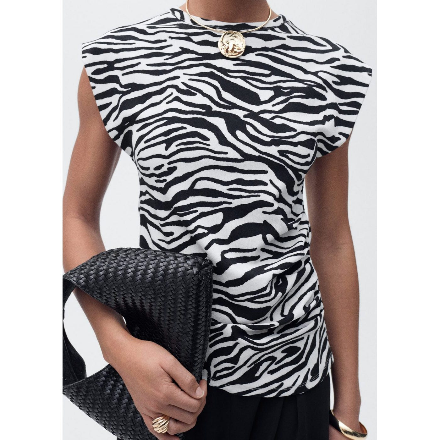 T-Shirt Drapé Sans Manches