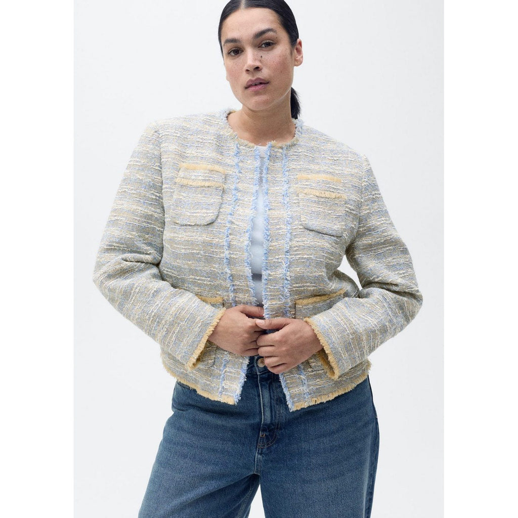 Veste Tweed Bords Effilochés