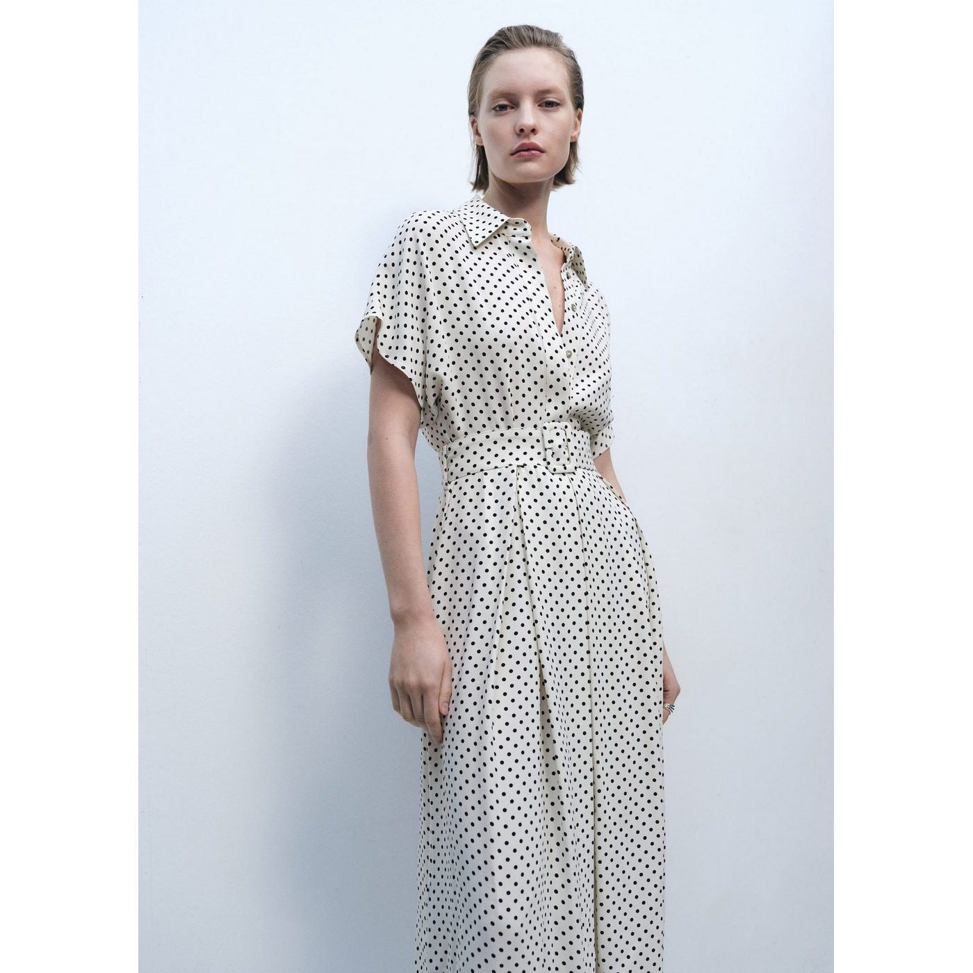 Robe À Pois Avec Ceinture