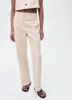 Pantalon Coton Droit Taille Moyenne