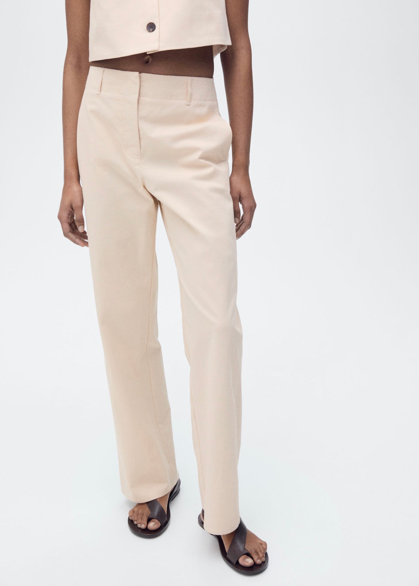 Pantalon Coton Droit Taille Moyenne