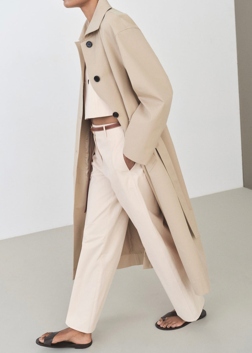 Pantalon Coton Droit Taille Moyenne