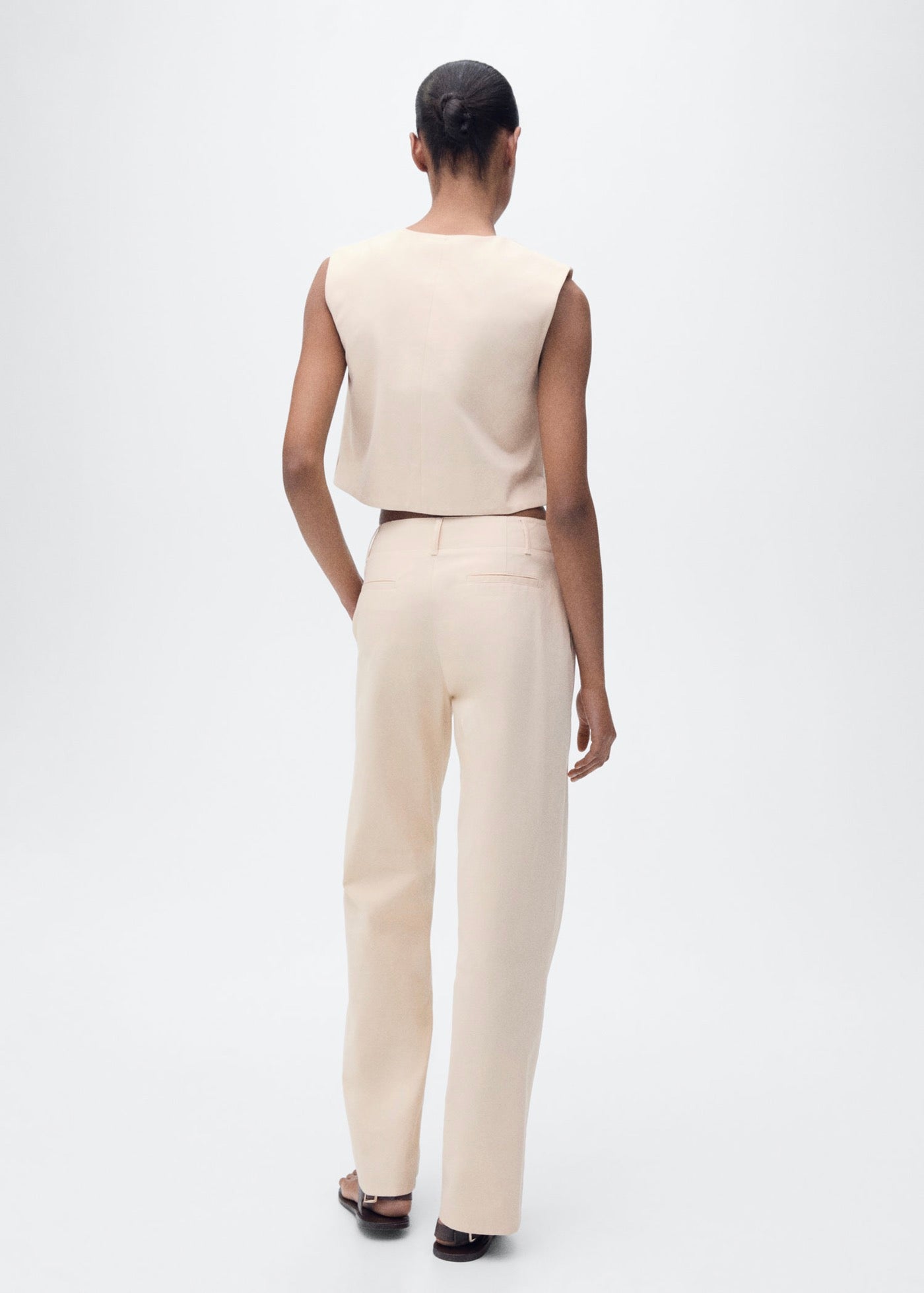 Pantalon Coton Droit Taille Moyenne