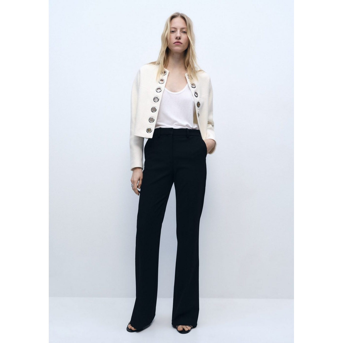 Veste En Coton Avec Bordure Perforée
