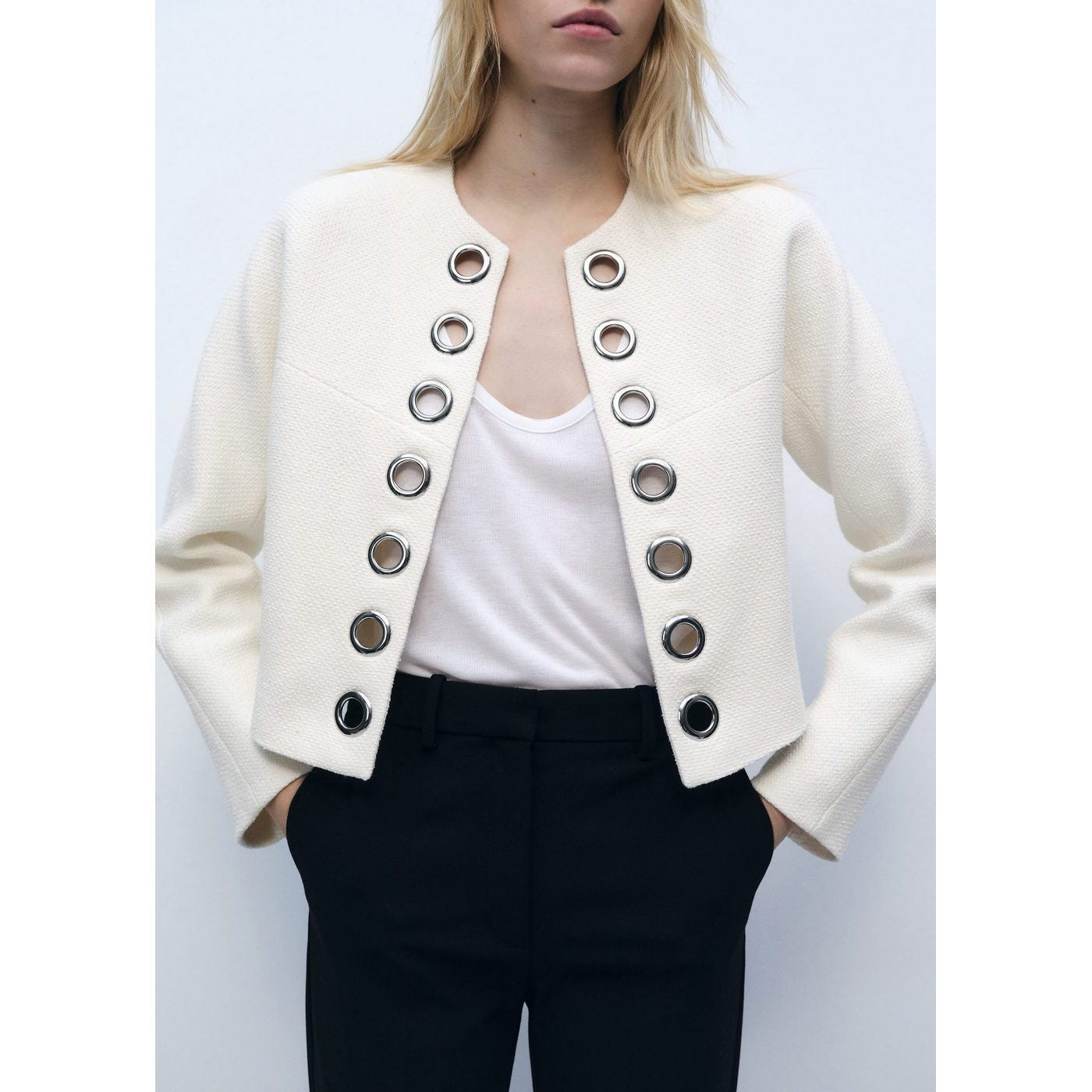 Veste En Coton Avec Bordure Perforée
