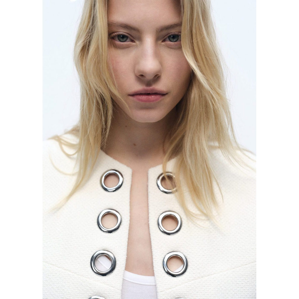 Veste En Coton Avec Bordure Perforée