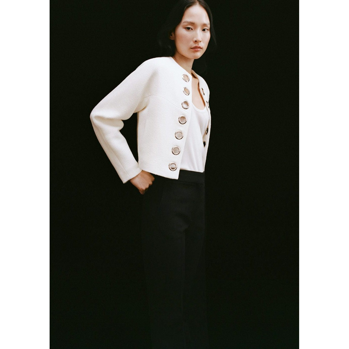 Veste En Coton Avec Bordure Perforée
