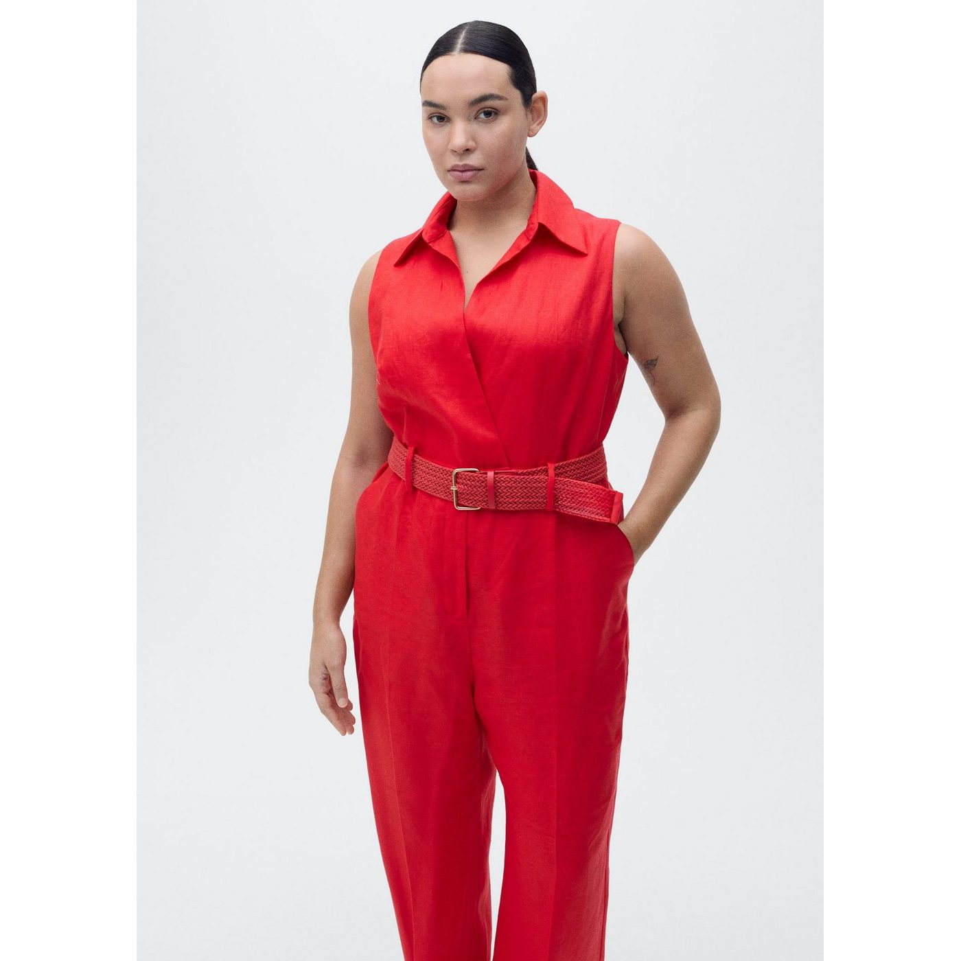 Combinaison Chemisier Lin Ceinture