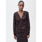 Blouse À Fleurs Volantée