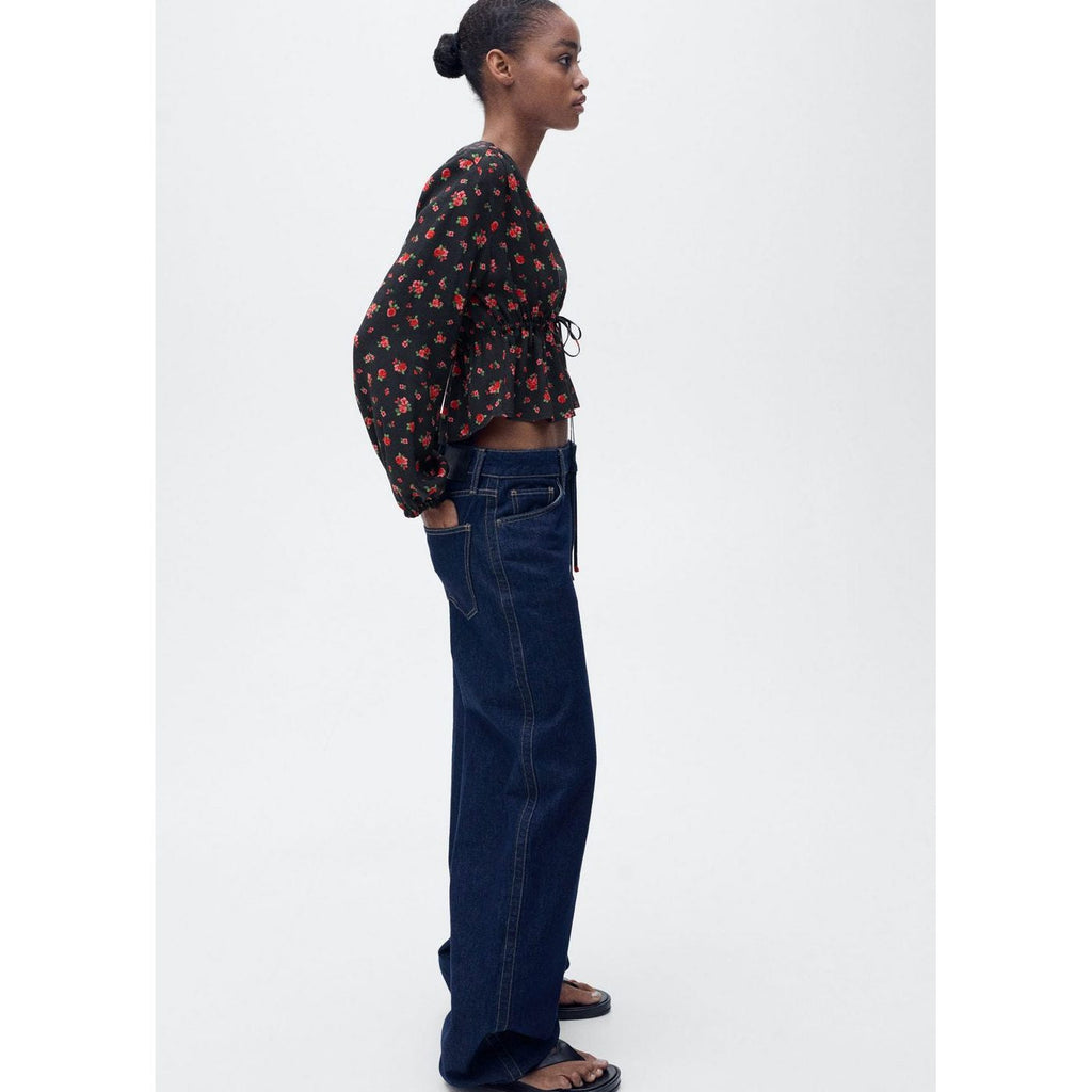 Blouse À Fleurs Volantée