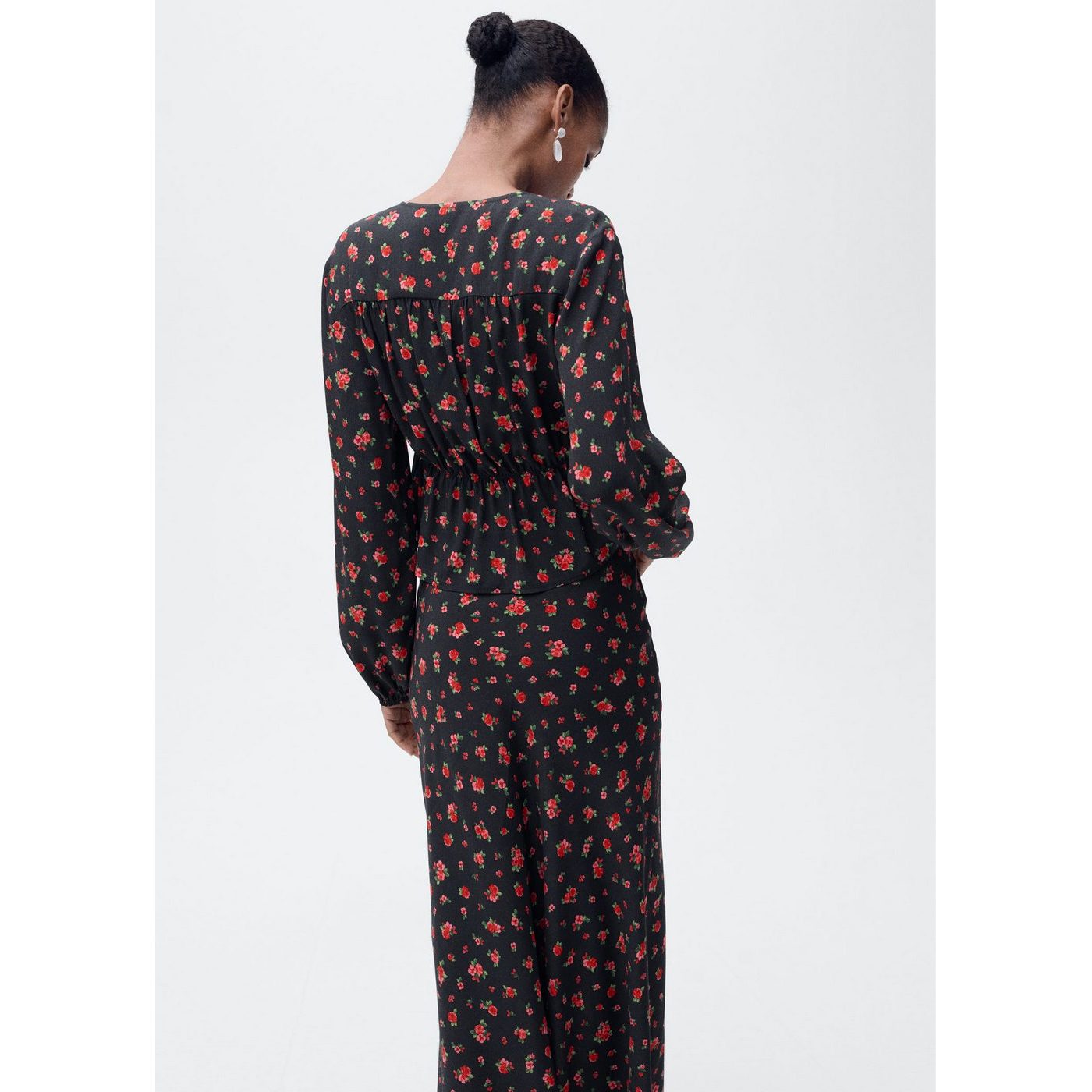 Blouse À Fleurs Volantée