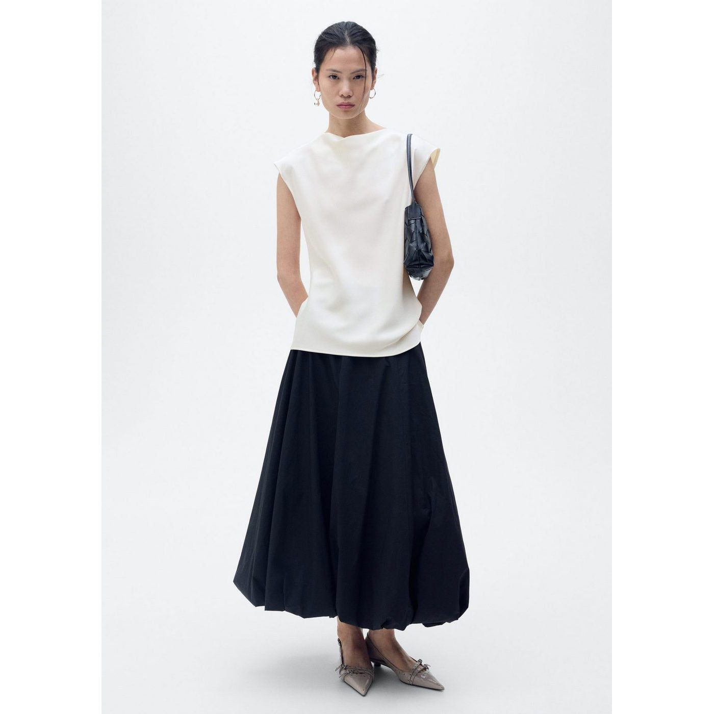 Blouse Satin Col Bénitier