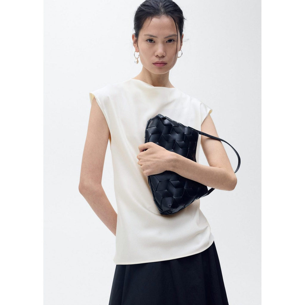 Blouse Satin Col Bénitier