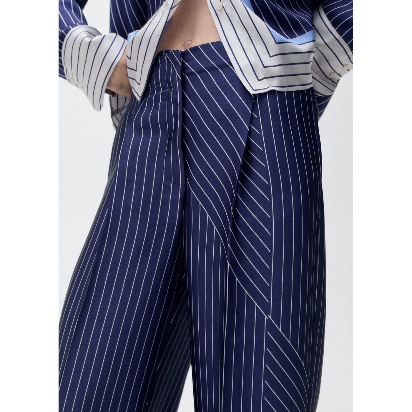 Pantalon Droit Rayures Combinées