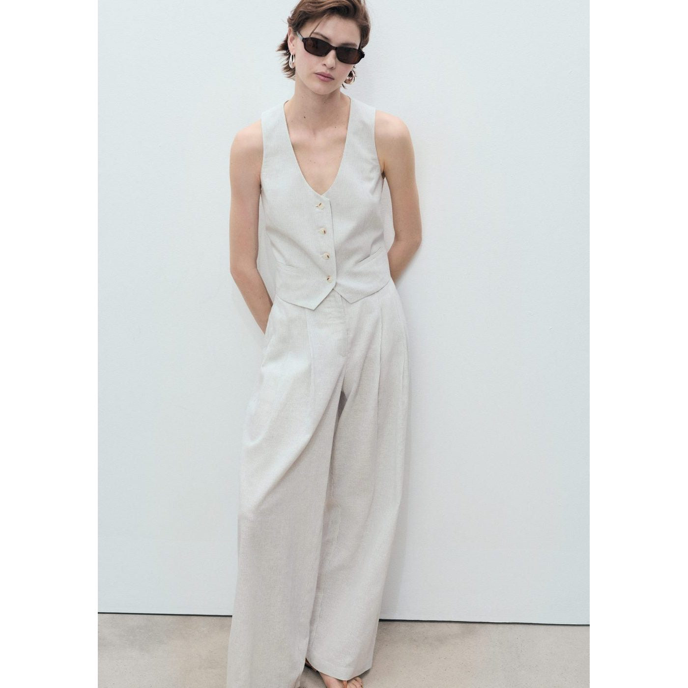 Gilet De Costume Lin Mélangé