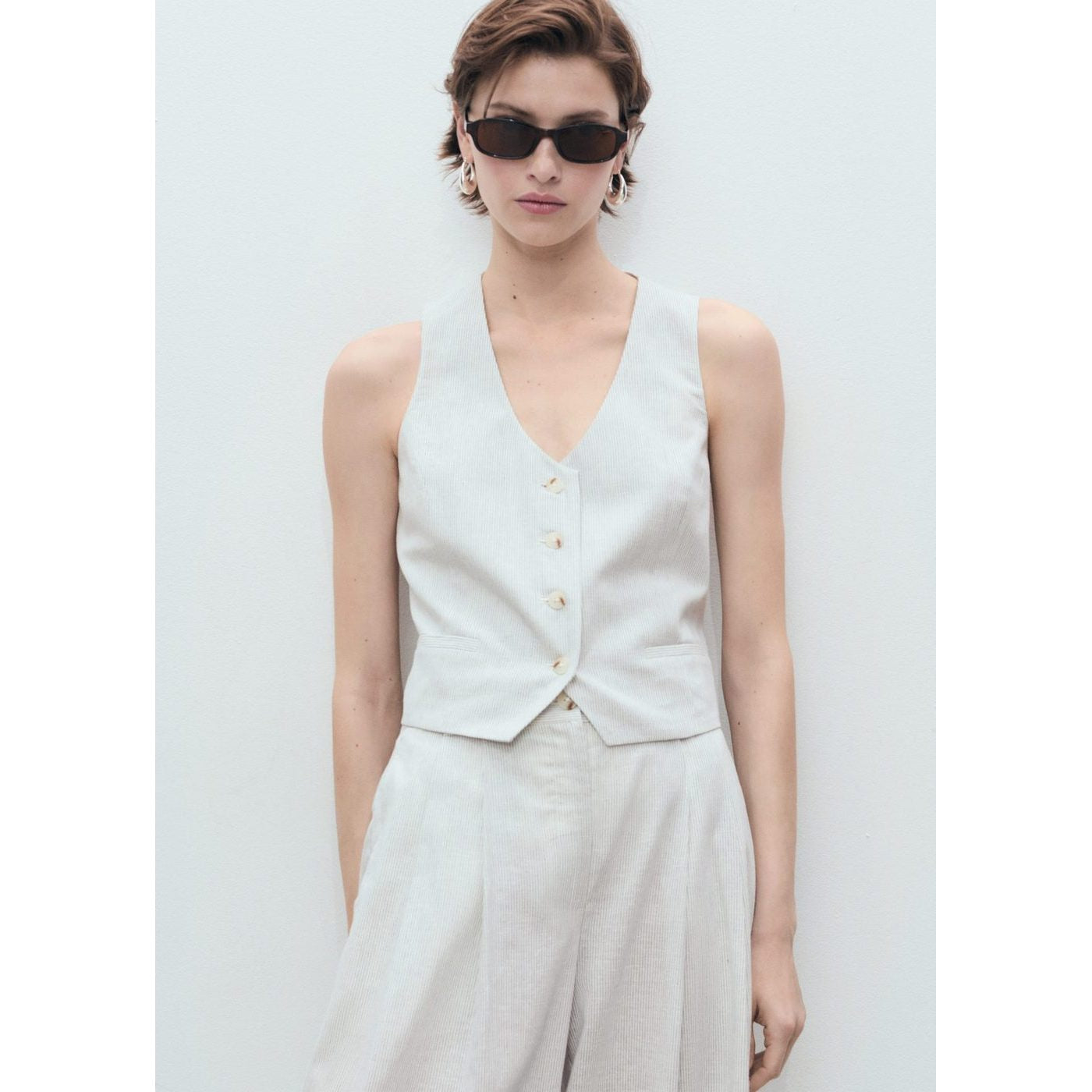Gilet De Costume Lin Mélangé