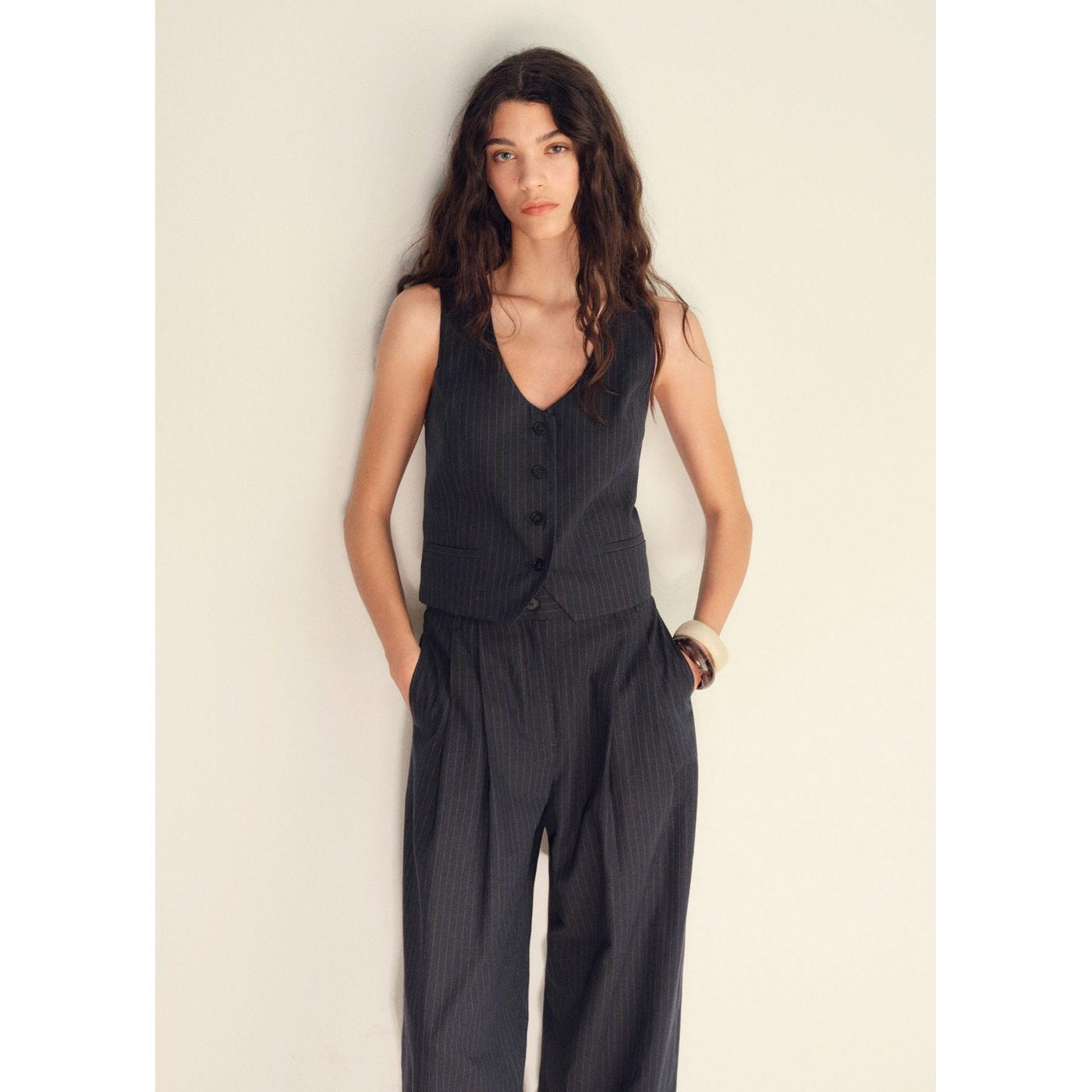 Gilet De Costume Lin Mélangé