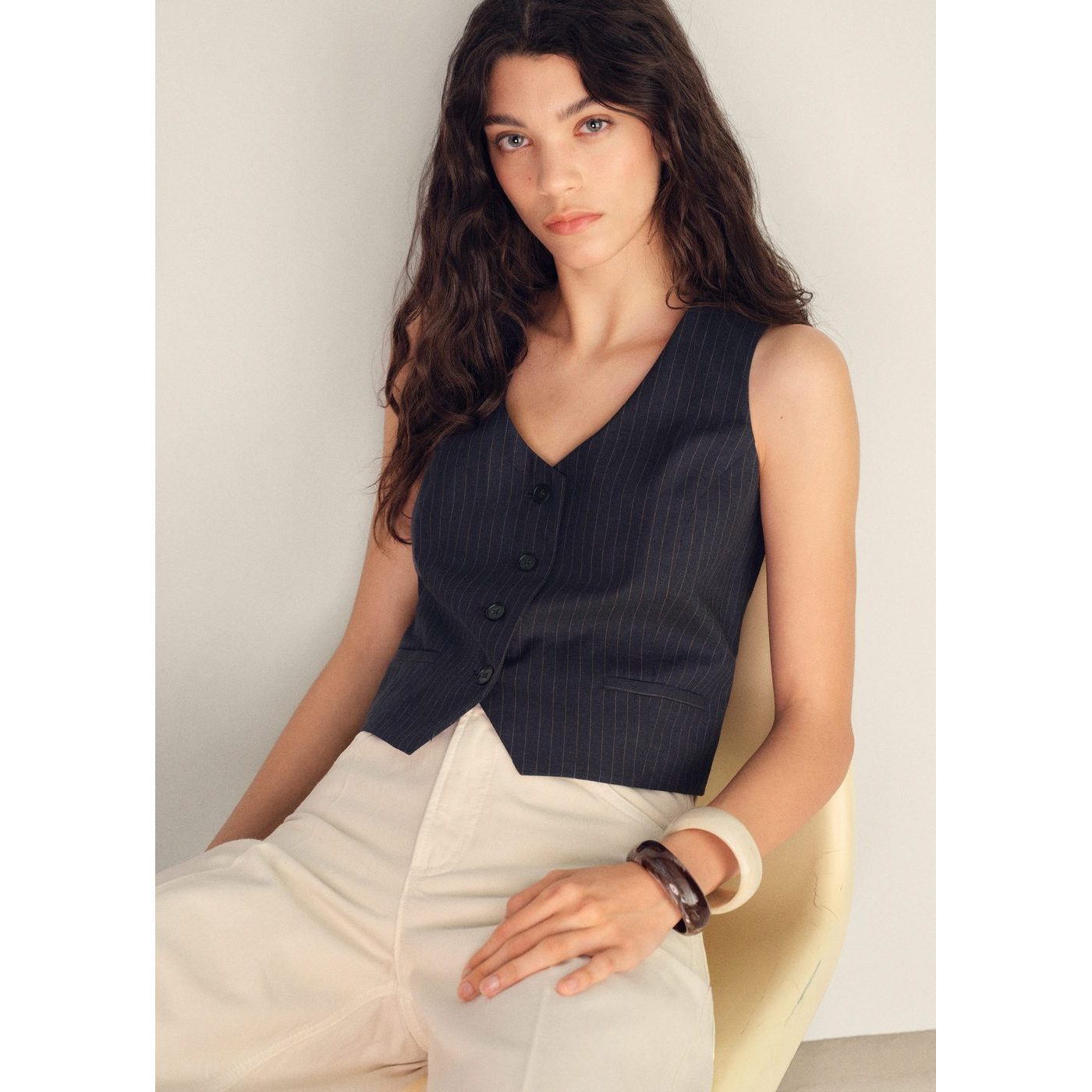 Gilet De Costume Lin Mélangé