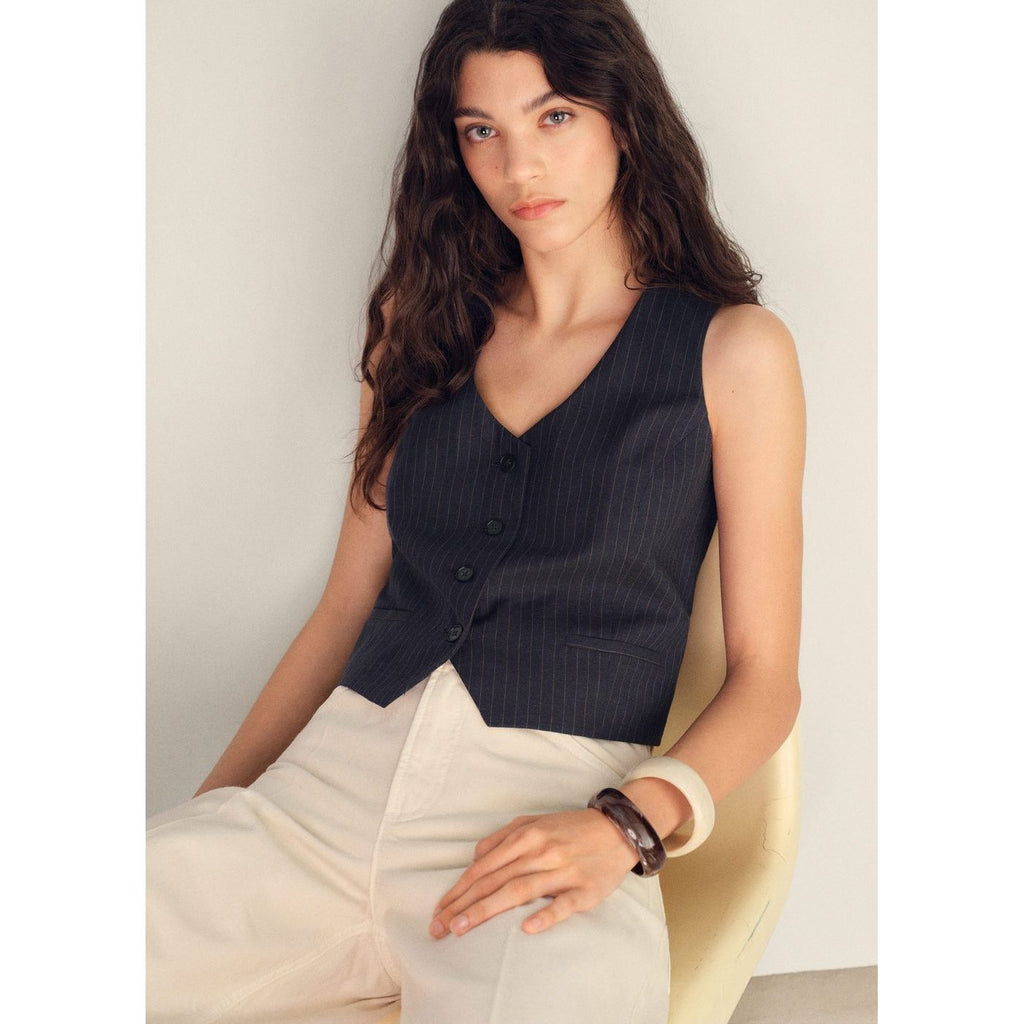 Gilet De Costume Lin Mélangé