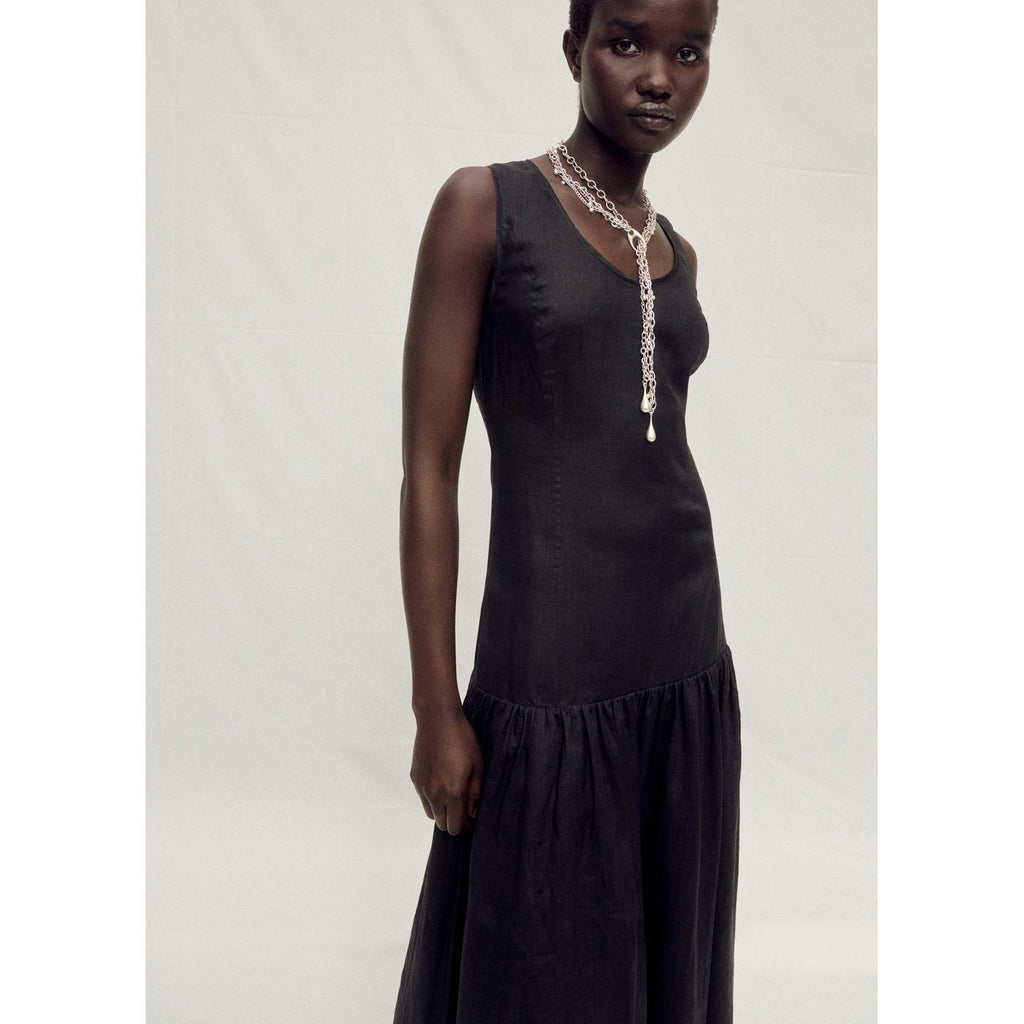 Robe Longue En Lin Avec Empiècement Froncé