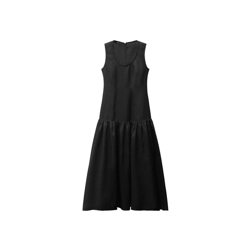 Robe Longue En Lin Avec Empiècement Froncé