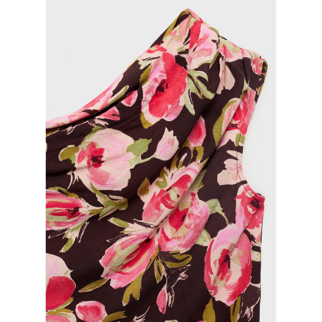 Chemisier Fleuri Col Asymétrique