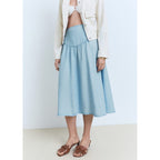 Jupe Midi Soft Denim Détail Froncé