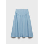 Jupe Midi Soft Denim Détail Froncé