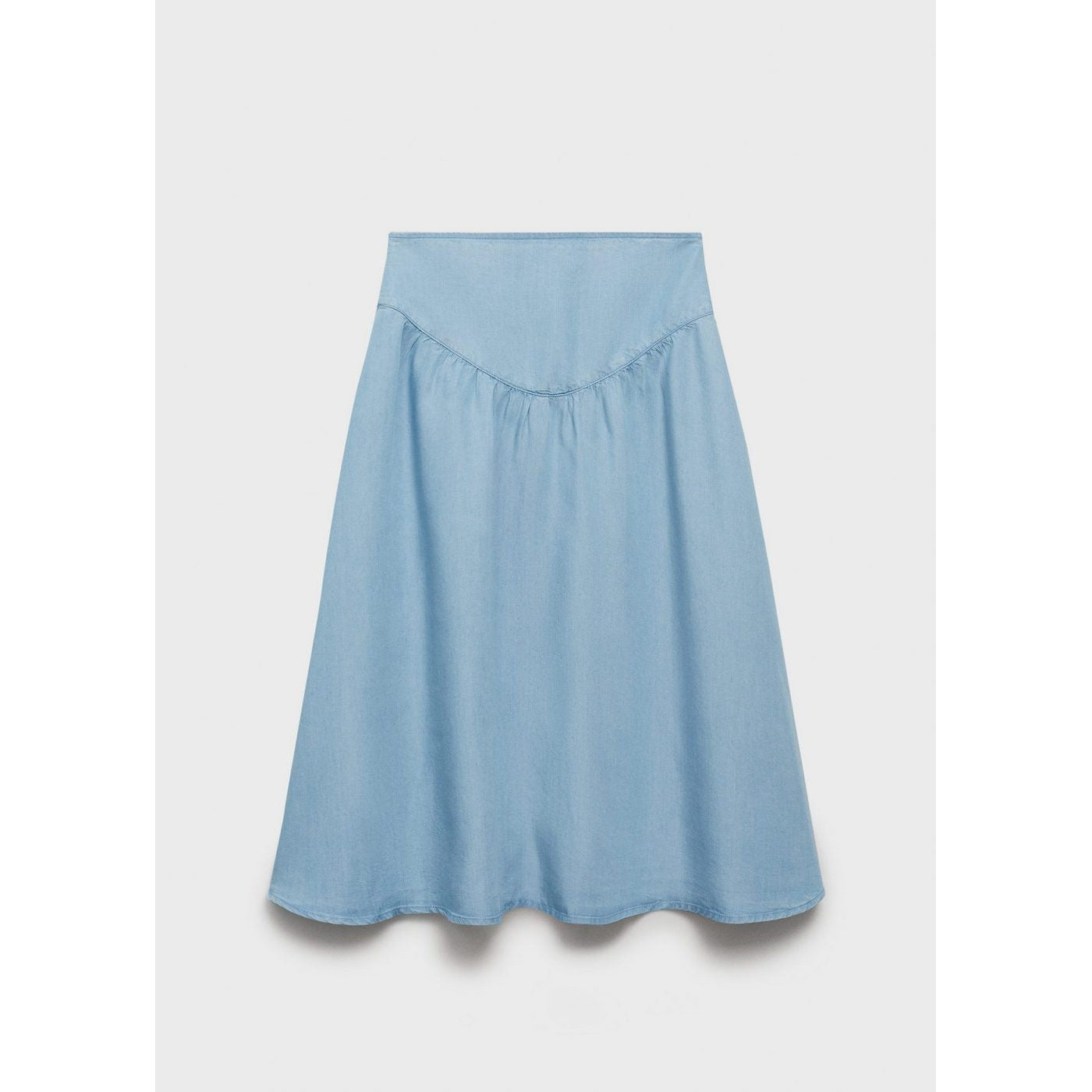 Jupe Midi Soft Denim Détail Froncé