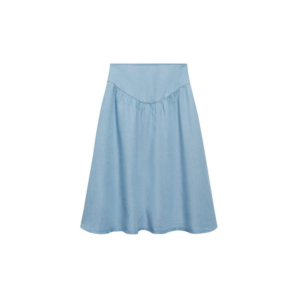 Jupe Midi Soft Denim Détail Froncé