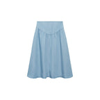 Jupe Midi Soft Denim Détail Froncé