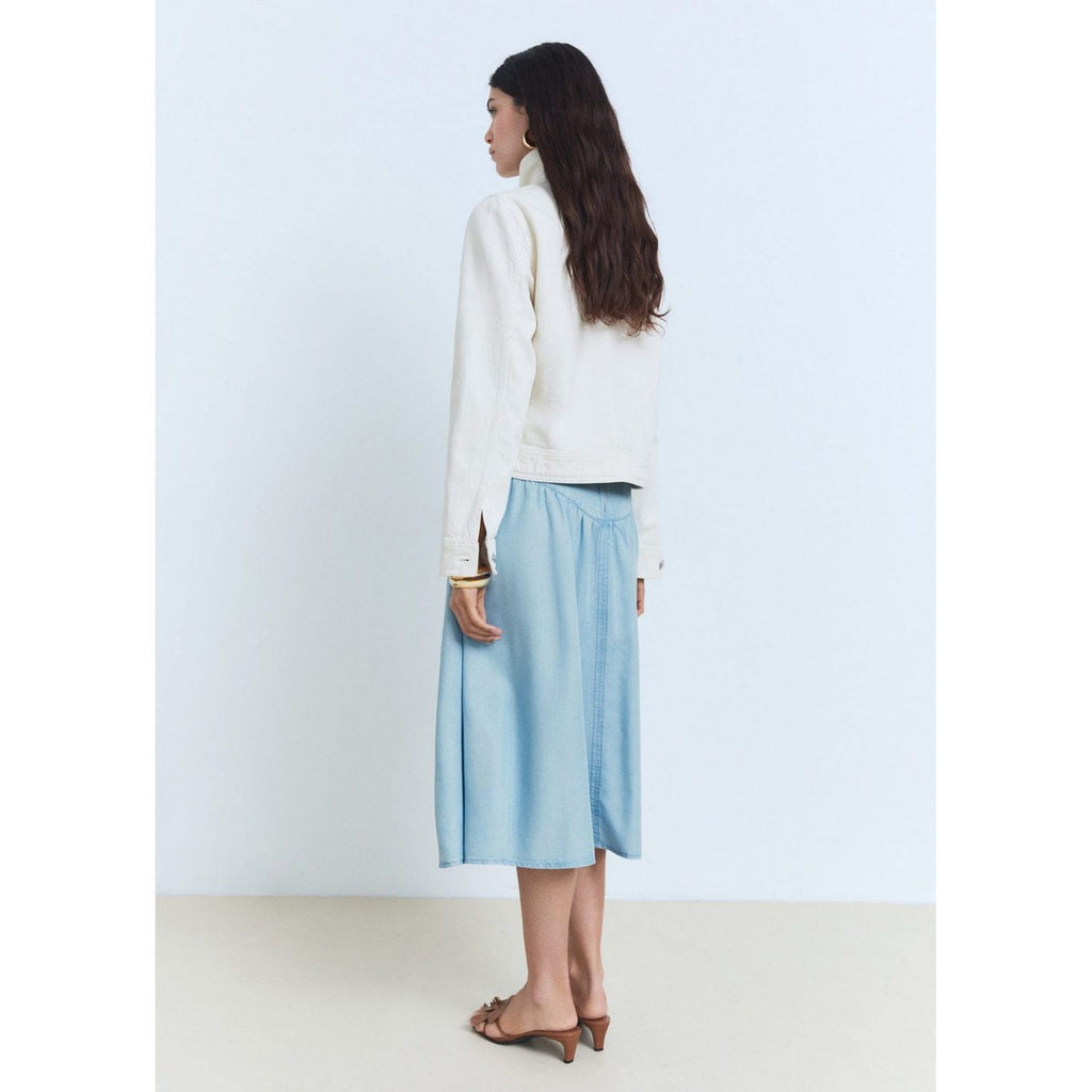 Jupe Midi Soft Denim Détail Froncé