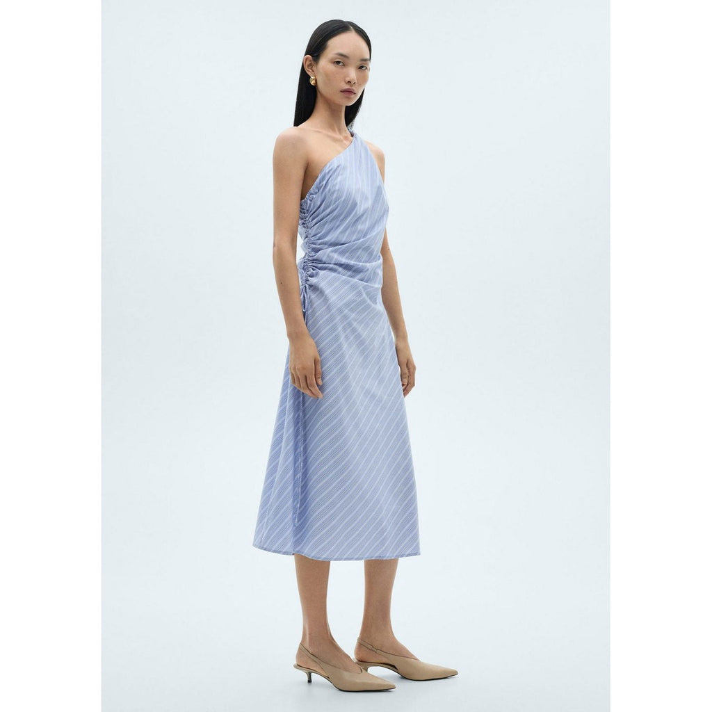 Robe Asymétrique Drapée Rayures