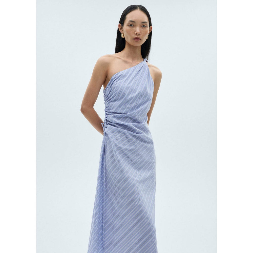 Robe Asymétrique Drapée Rayures