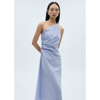 Robe Asymétrique Drapée Rayures