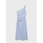 Robe Asymétrique Drapée Rayures