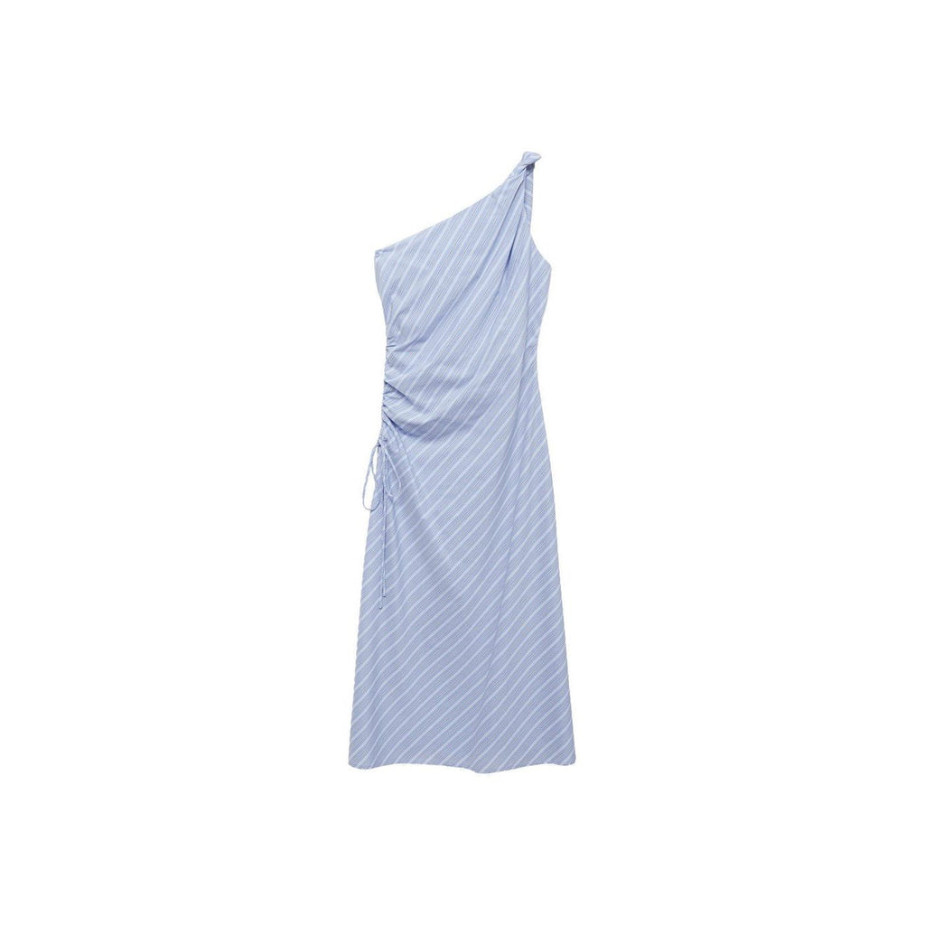 Robe Asymétrique Drapée Rayures