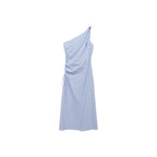 Robe Asymétrique Drapée Rayures