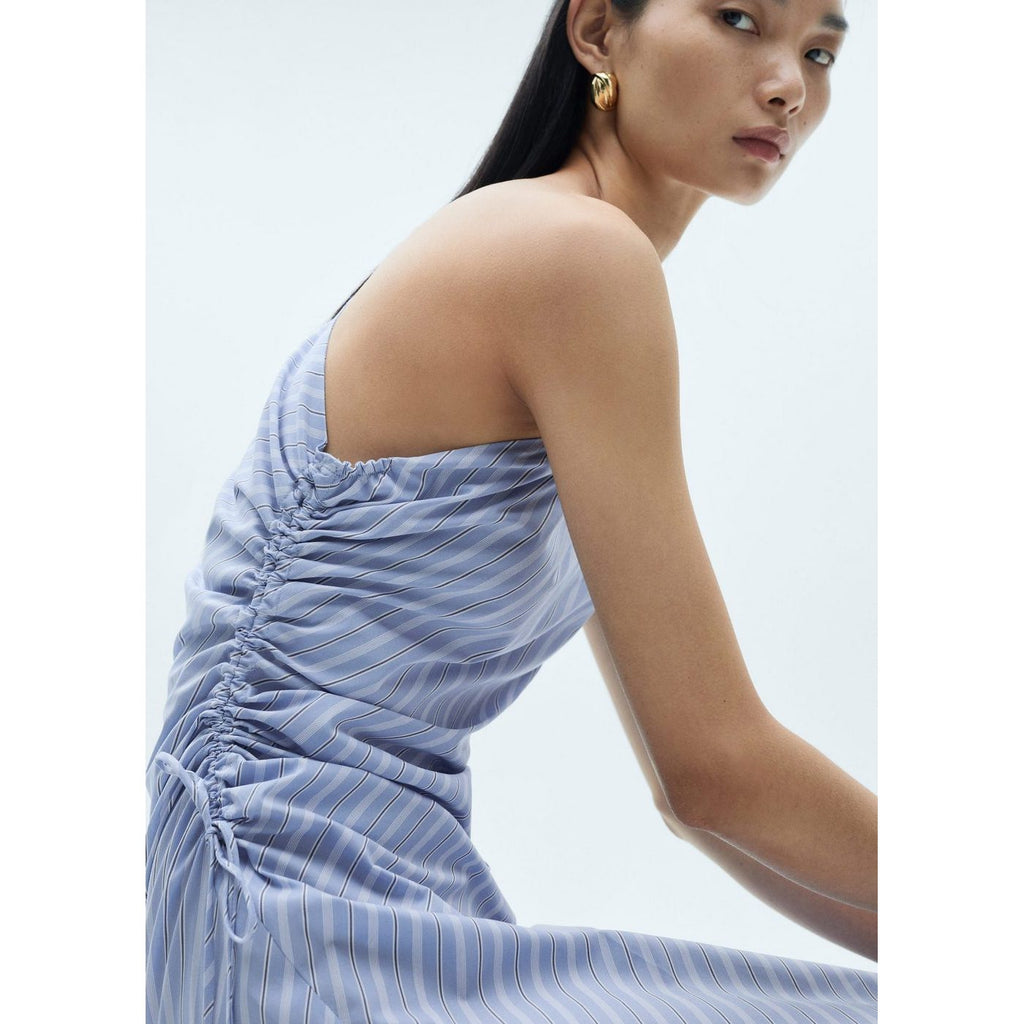 Robe Asymétrique Drapée Rayures