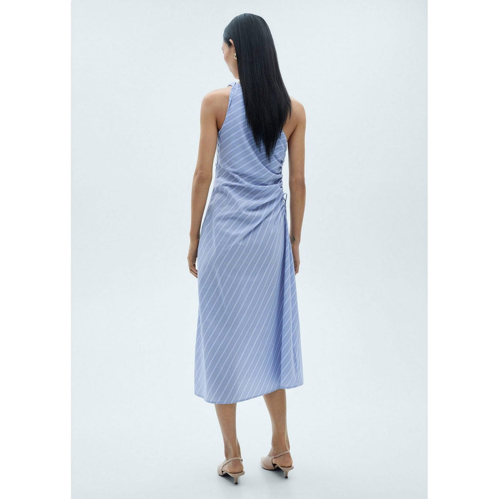 Robe Asymétrique Drapée Rayures