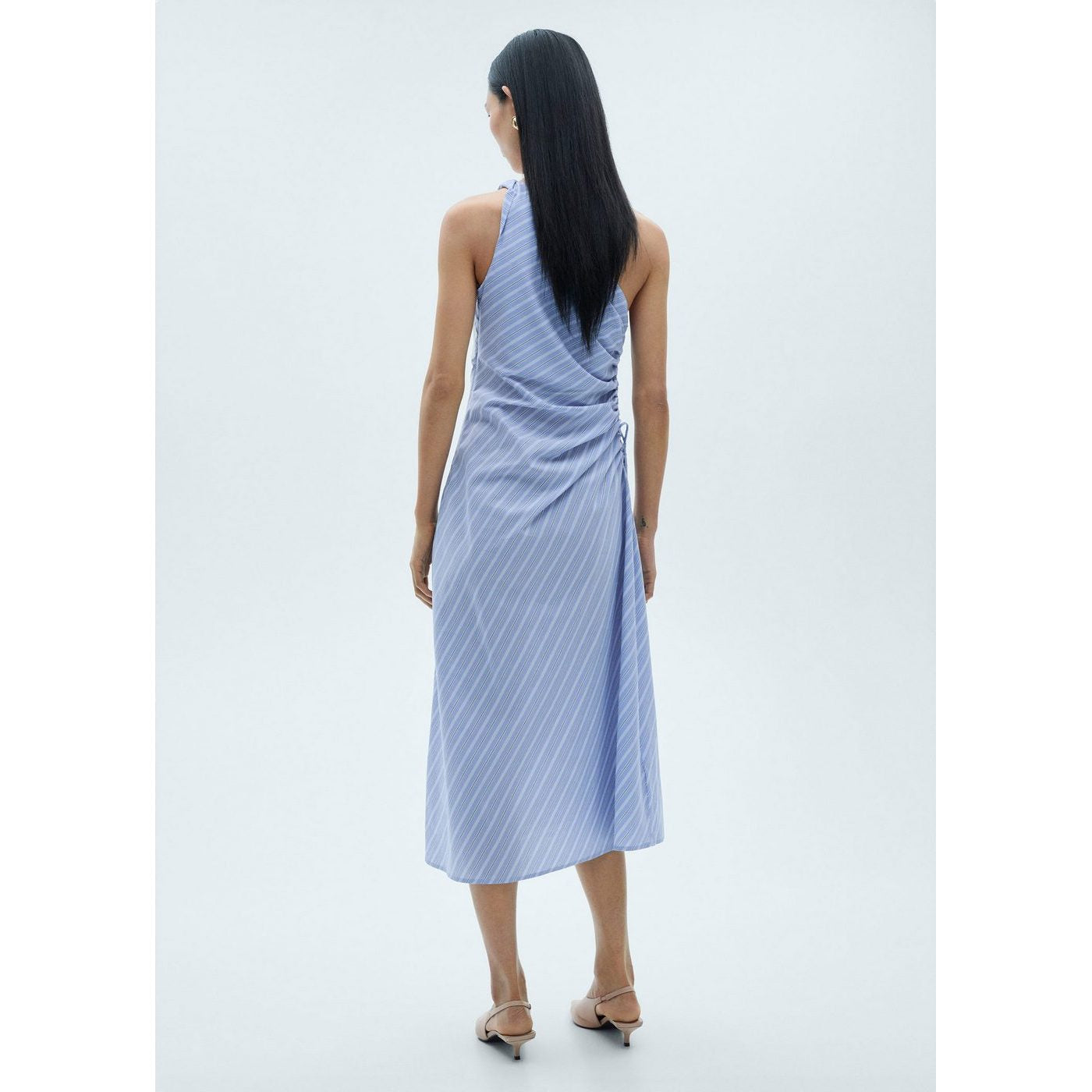 Robe Asymétrique Drapée Rayures