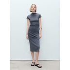 Robe Midi Détail Drapé