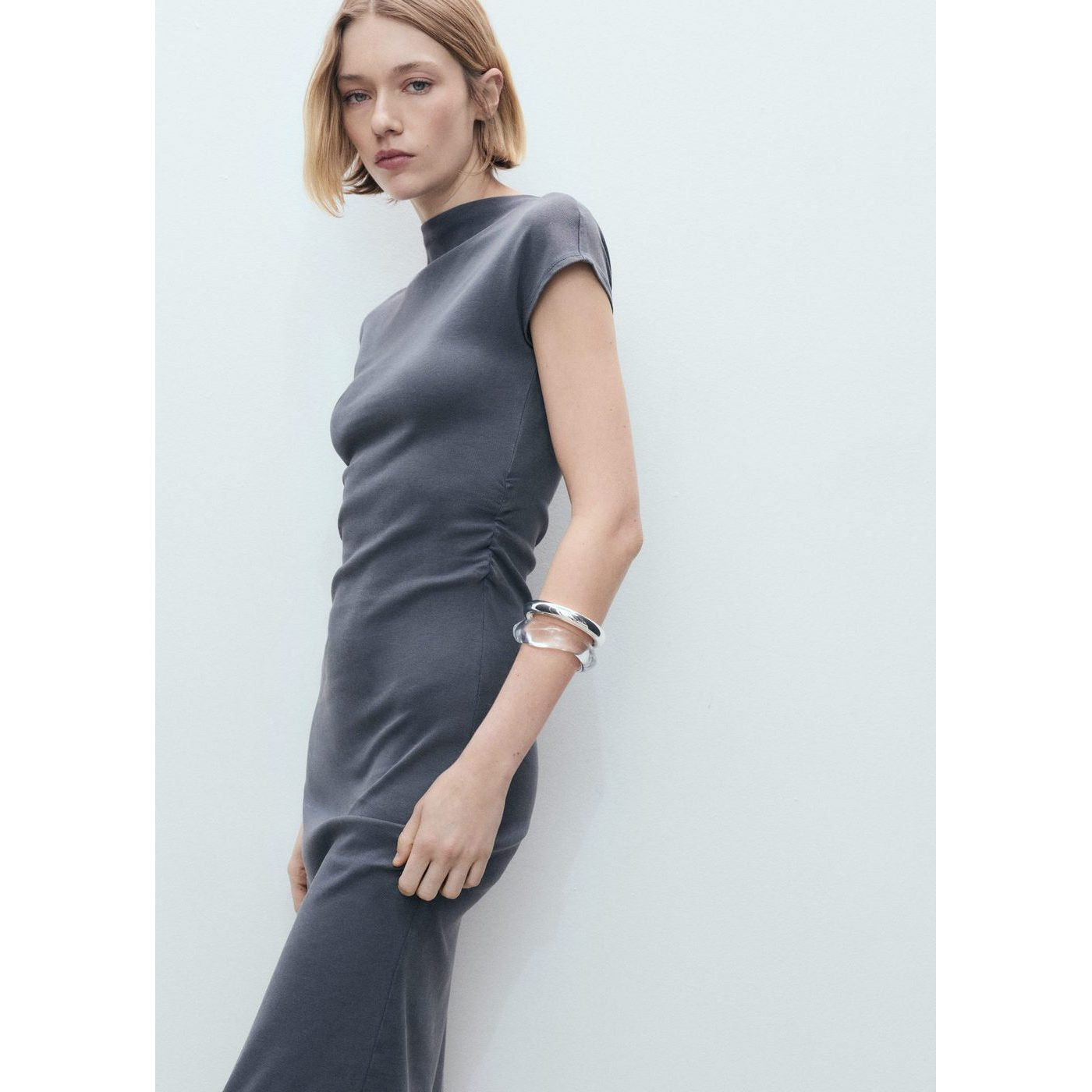 Robe Midi Détail Drapé
