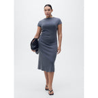 Robe Midi Détail Drapé