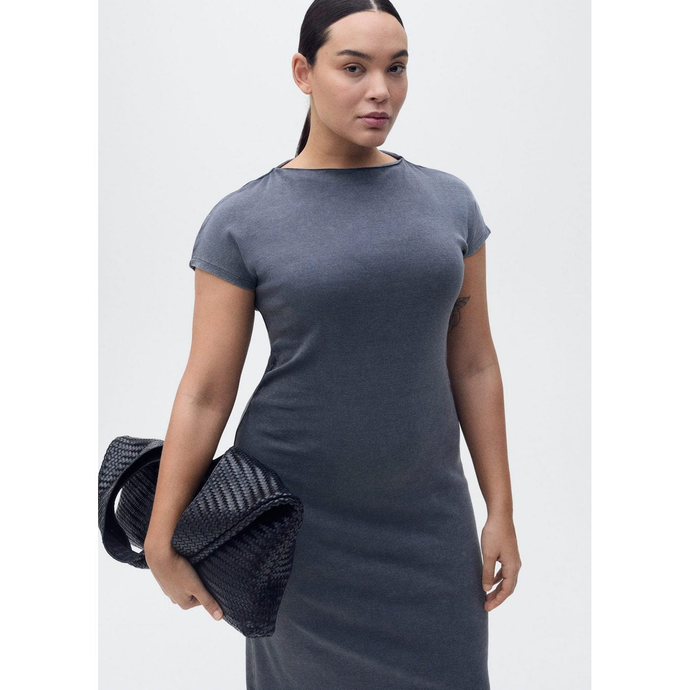 Robe Midi Détail Drapé
