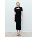 Robe Midi Côtelée Avec Ouverture Au Décolleté