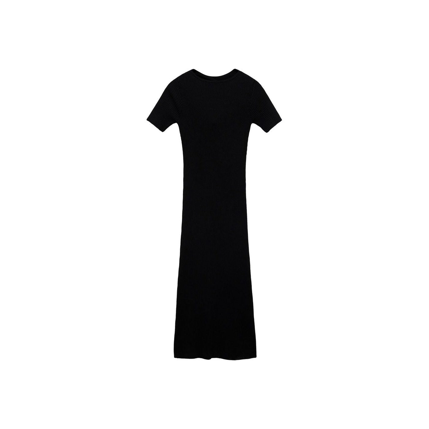 Robe Midi Côtelée Avec Ouverture Au Décolleté