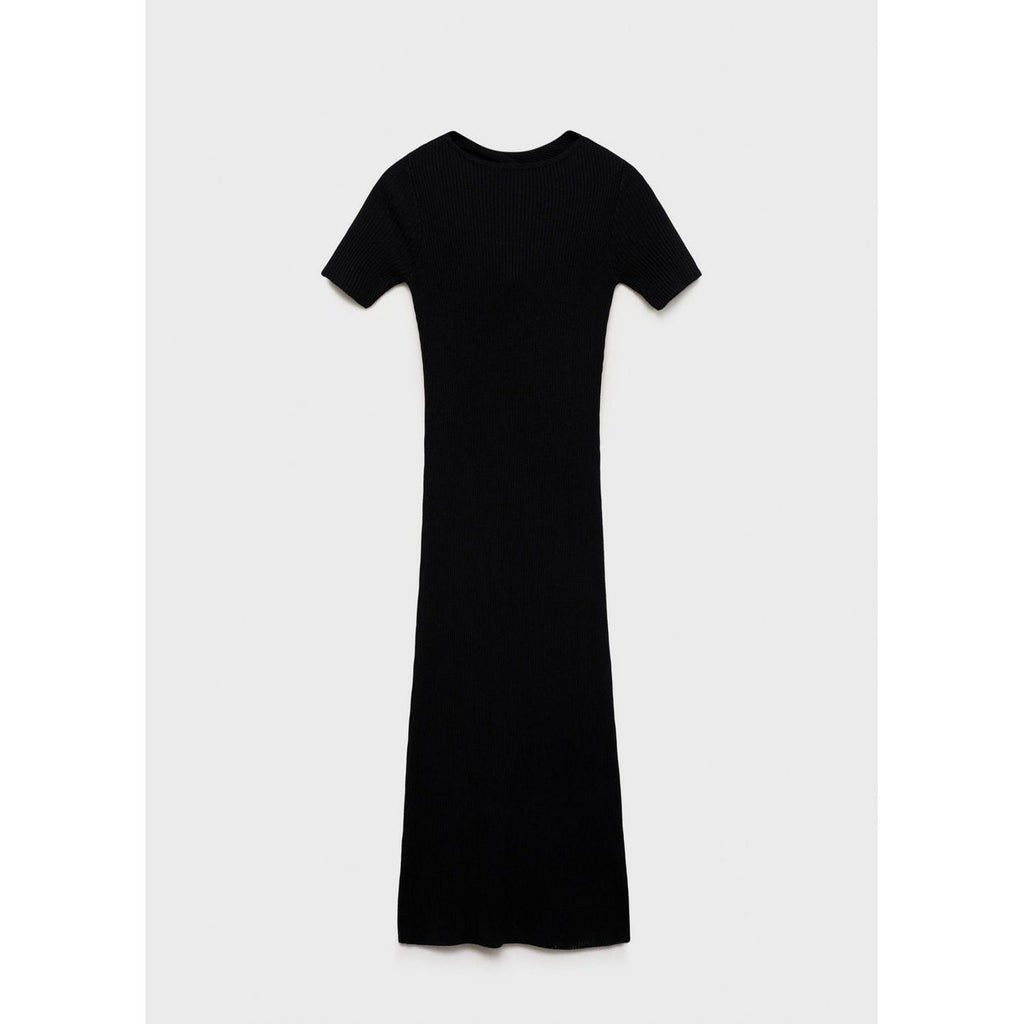 Robe Midi Côtelée Avec Ouverture Au Décolleté