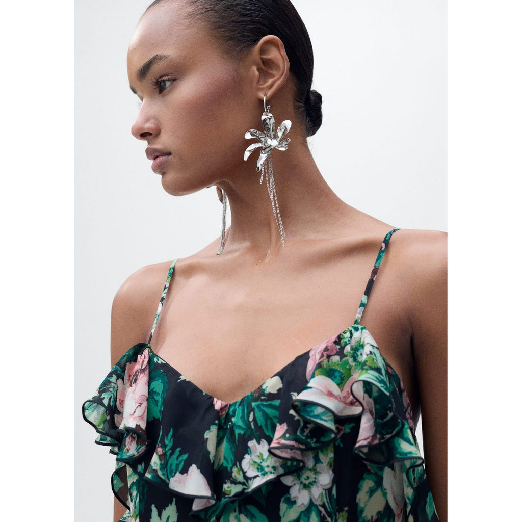 Robe À Fleurs Volantée