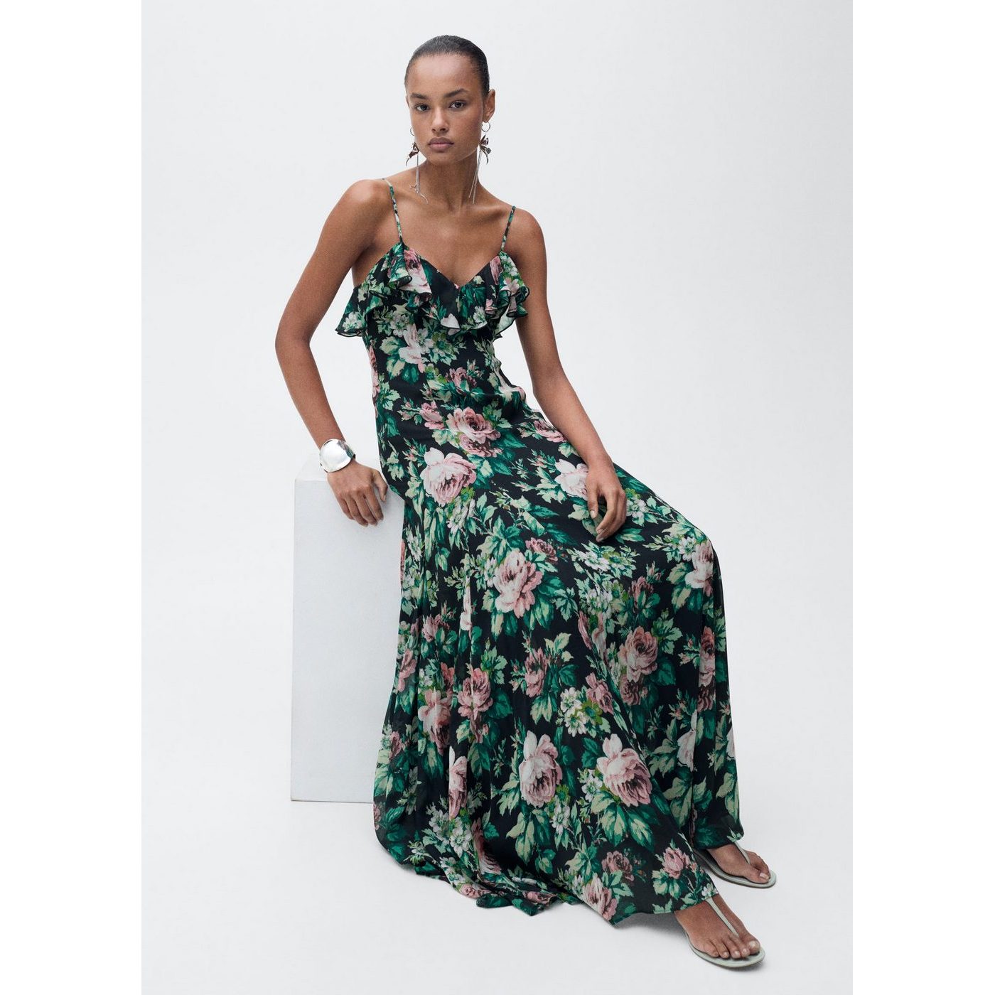 Robe À Fleurs Volantée